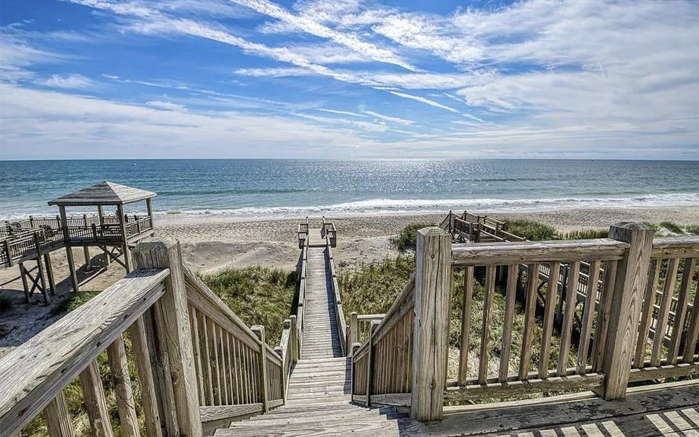 Boardwalk down to the beach at Seaside Sanctuary